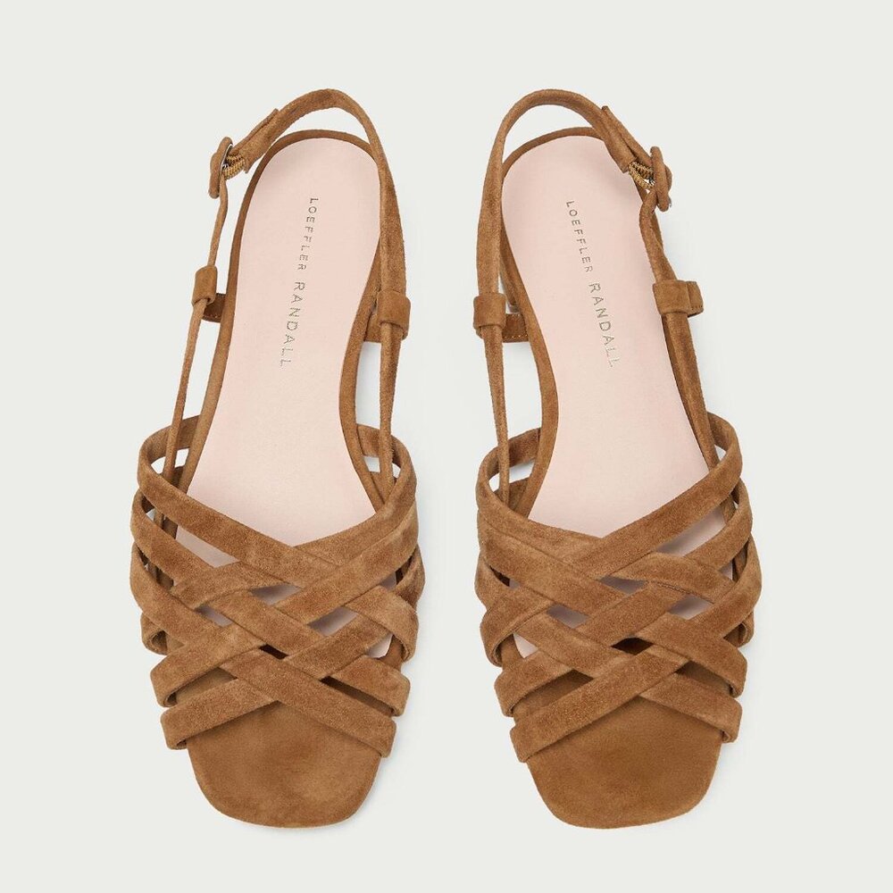 NEW Loeffler Randall size 8 Shelly Cacao Suede Flat Sandal